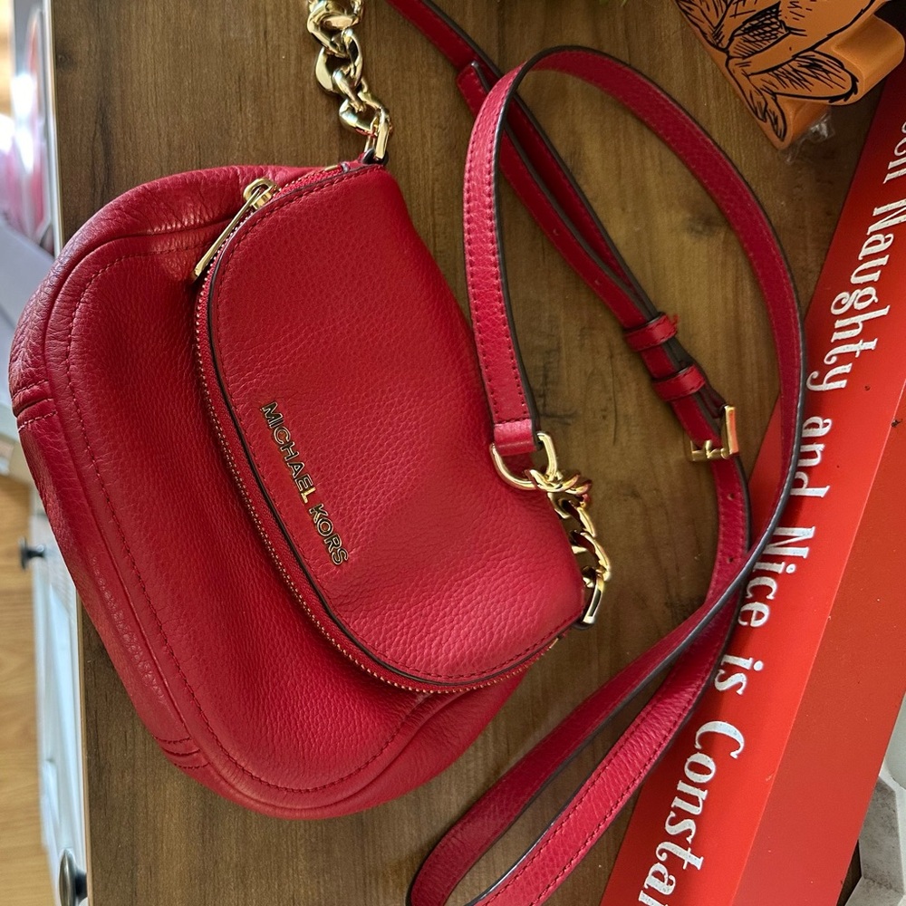 Michael Kors Red Leather Crossbody Bag